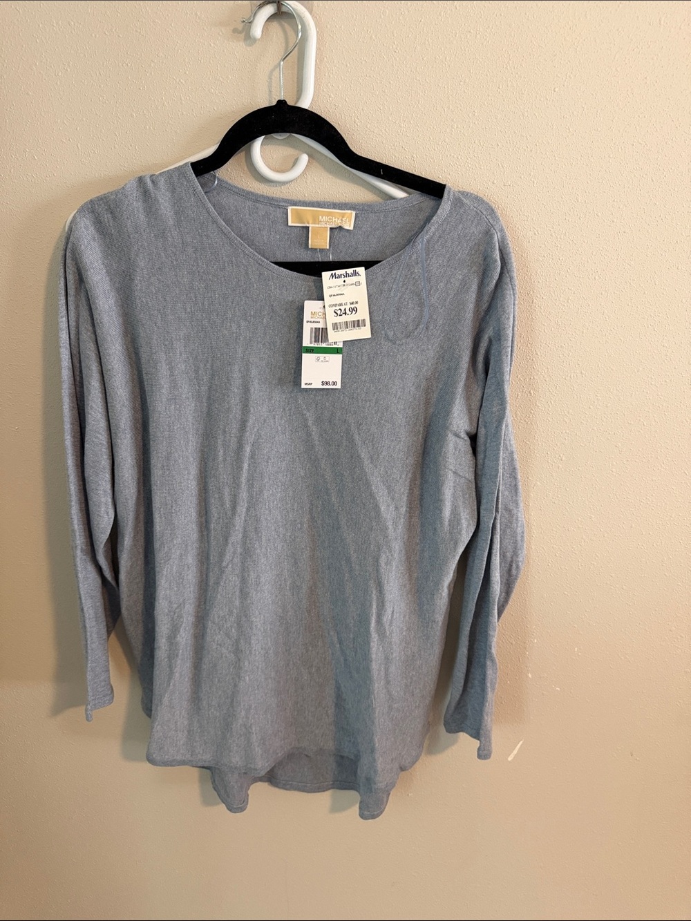 Michael Kors Light Blue Long-Sleeve Crewneck Top